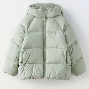 Zara kids sage green puffer coat 6-7 years